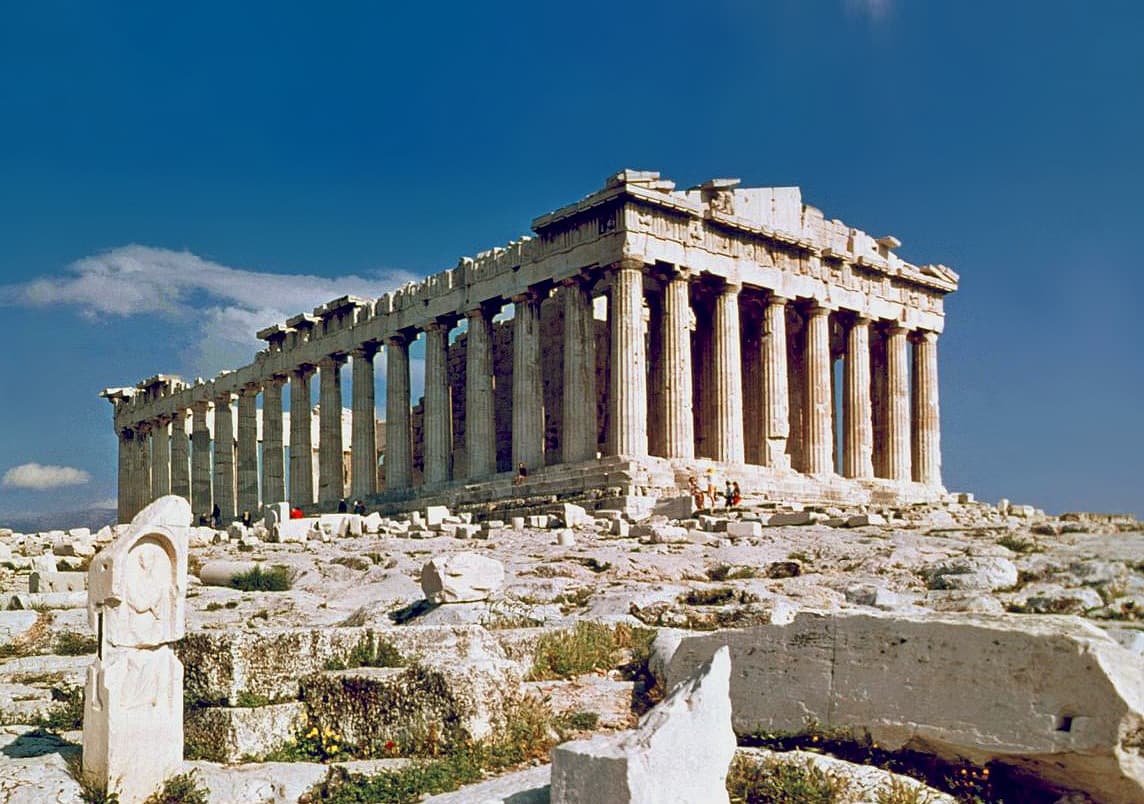 The Parthenon temple on the Athenian Acropolis under a clear sky